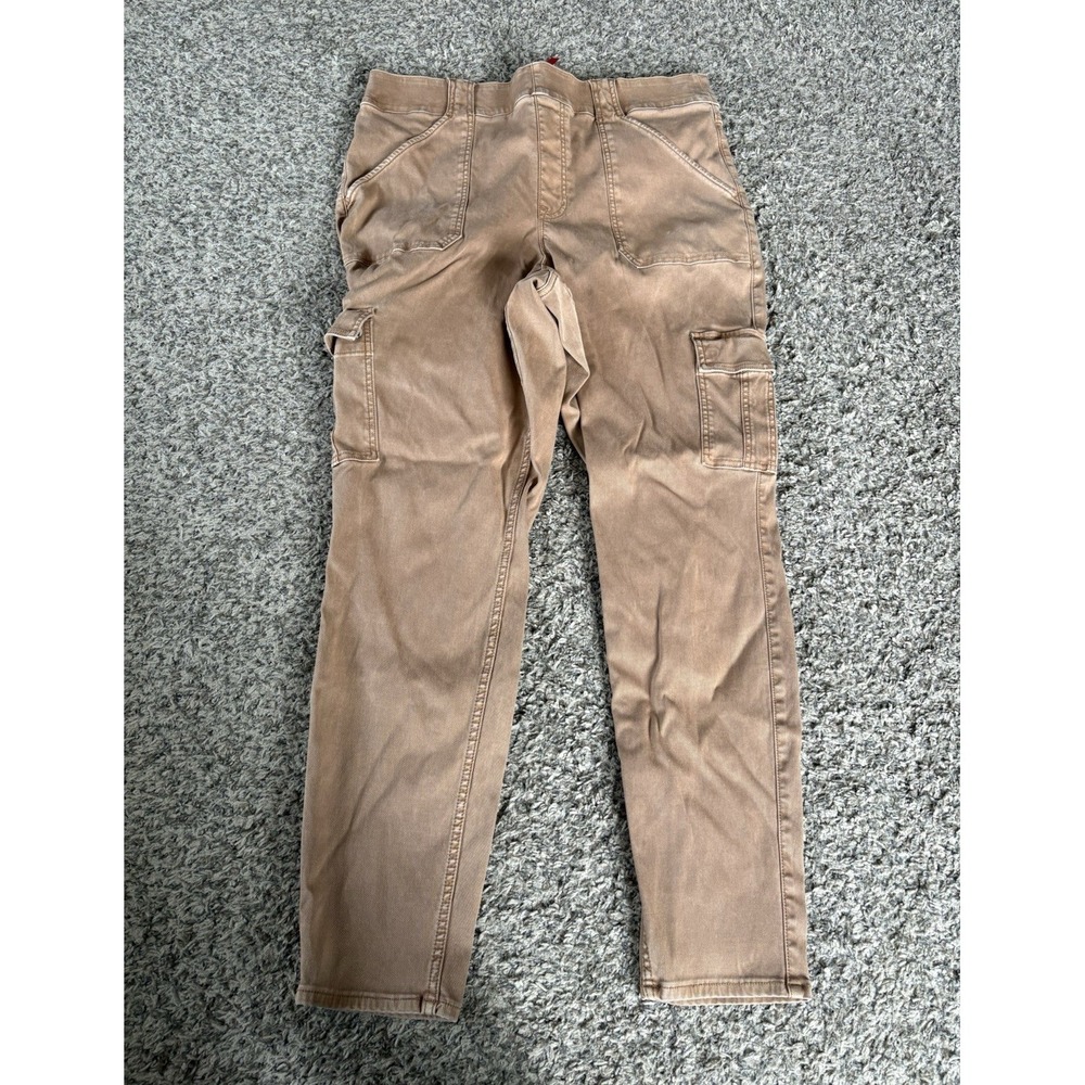 SPANX Women's Brown Solid Cargo Pants Pockets Flat Front Button Zip 3X